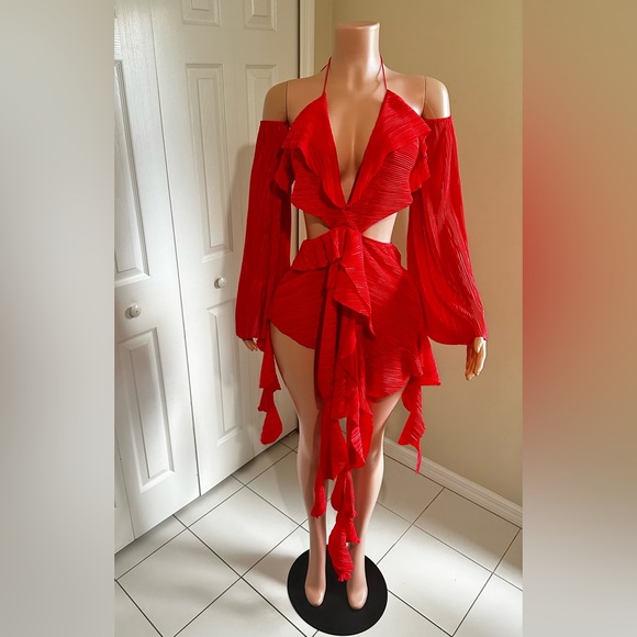 Red Ruffle Dress - Picture 1 of 2